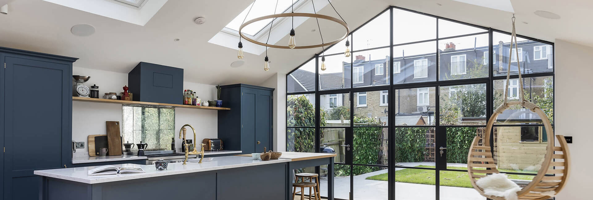 open plan kitchen extension in London with a bi fold doors